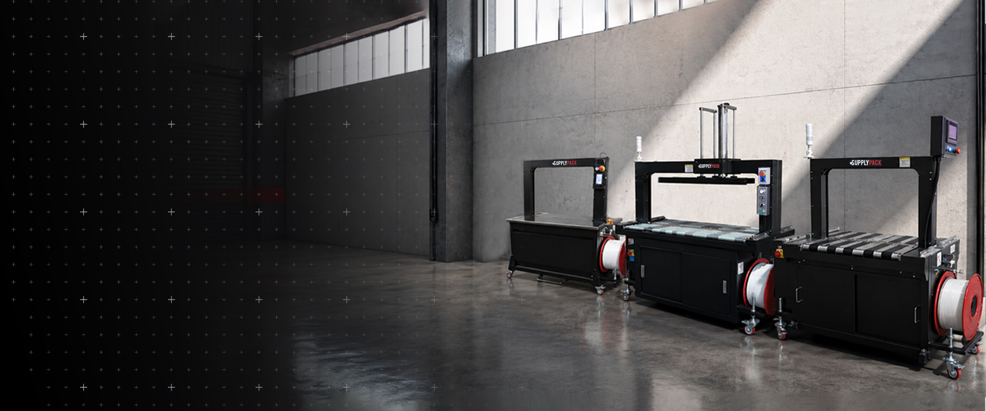 Linha de arqueadoras de caixas Supplypack em ambiente industrial